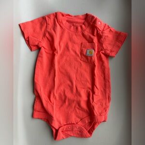 Carhartt Kids Coral/Hot Pink Short-Sleeve Pocket Bodysuit